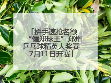 拼手速抢名额 “健郑球王”郑州乒乓球精英大奖赛7月11日开赛
